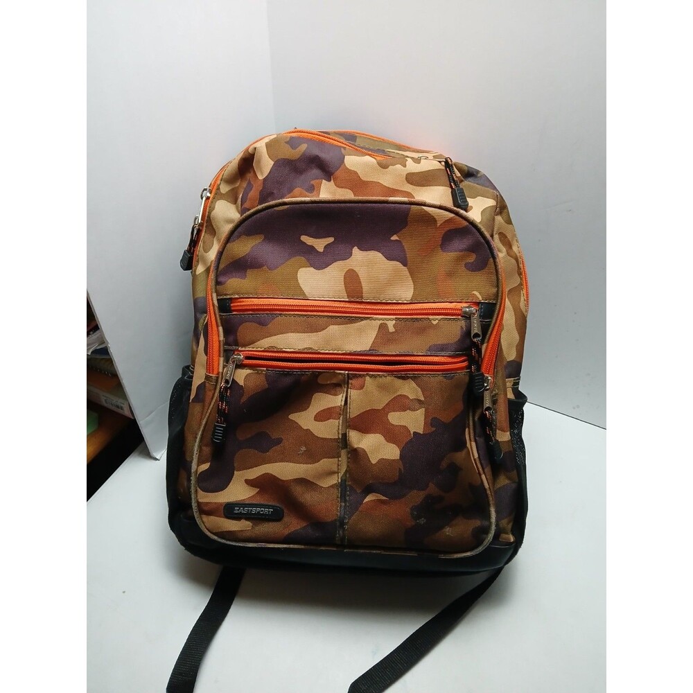​EASTSPORT Camouflage Backpack 18" Orange Zippers Padded Straps‎ School Travel